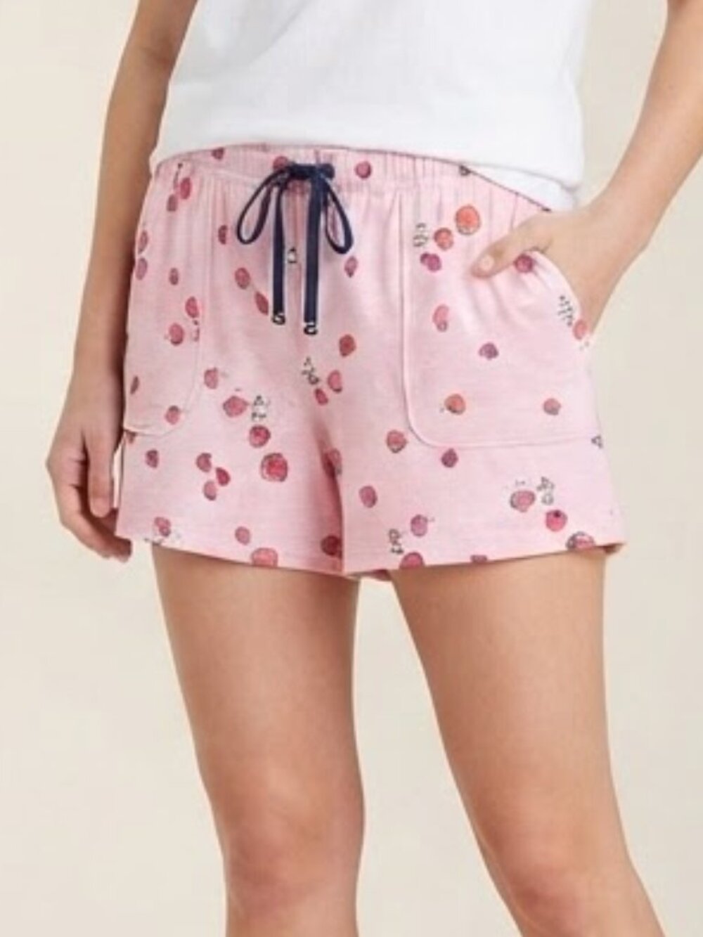 NWOT Life Is Good Pink Strawberry Print Sleep Shorts Drawstring Super Soft XL
